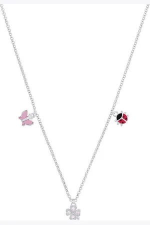 Prinzessin Lillifee Kette mit Anhänger Schmetterling/Kleeblatt/Marienkäfer, 2037943, mit Emaille - mit Zirkonia (synth)