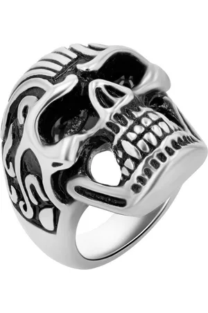 Akzent Fingerring Skullstorm aus Edelstahl, Totenkopf, silberfarben/ schwarz, Gr. (Einzeln), Herren Ring - Verkäufer: Shaghafi GmbH
