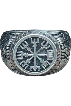Kiss of Leather Fingerring Ring Wikingerkompass Vegvisir aus Edelstahl, Gr. 52-75 - Verkäufer: