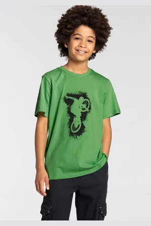 Kidsworld T-Shirt für Jungen Kurzarm, Basic-Passform, mit stylischem Druck, Rundhalsausschnitt