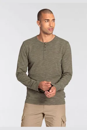 Bruno Banani Langarmshirt schmale Passform, melierte Optik und Druck
