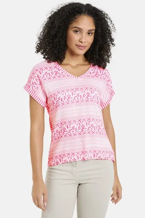 Gerry Weber Kurzarmshirt Gemustertes Kurzarmshirt mit Material-Patch - Verkäufer: E- Digital GmbH