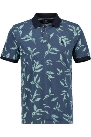 Lerros Poloshirt Poloshirt mit floralem Druck und abgesetzen Details