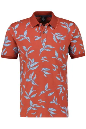 Lerros Poloshirt Poloshirt mit floralem Druck und abgesetzen Details