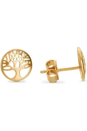 iz-el Paar Ohrstecker Ohrringe Gold Lebensbaum - goldene Ohrstecker, 925 Sterling Silber - Verkäufer: