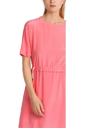 Marc Cain Midikleid "Sports Summer Pics" Premium Damenmode weich fließenden Material, Zugstoppbänder an der Taille