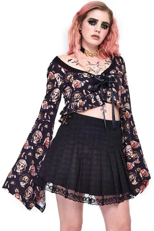 Jawbreaker Plisseerock Houndstooth Printed School Skirt Gothic Lace Spitze Gothic Denim Lace Spitze - Verkäufer: Schompi Trading e.K.