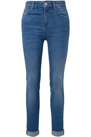 Comma, 5-Pocket-Jeans Skinny: Jeans mit Saum zum Aufrollen Kontrastnähte, Label-Patch, Zierknopf - Verkäufer: s.Oliver