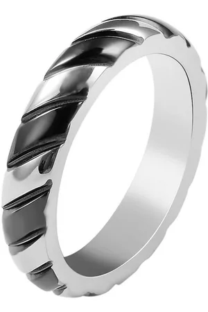Akzent Fingerring Elara aus Edelstahl, silberfarbig/schwarz, Gr. 52 - 60 (Einzeln), Damen Ring - Verkäufer: Shaghafi GmbH