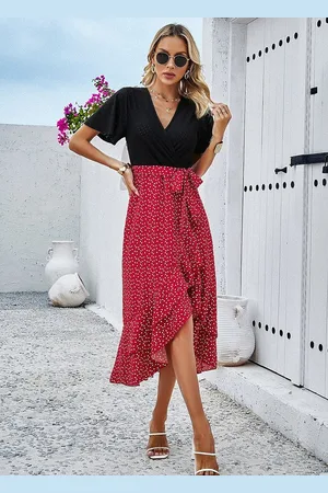 DEBAIJIA Dirndl Sommerkleid Damen Frauen Bedruckter Kleid lässiger Mode - Verkäufer: Paciea UG