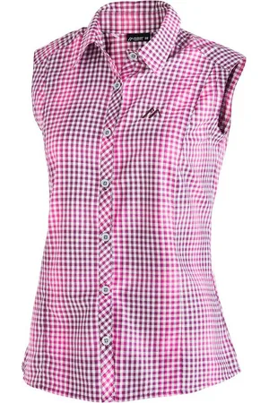 Maier Sports Funktionsbluse Paloma Karierte, ärmellose Bluse für Wandern, Reisen und Freizeit
