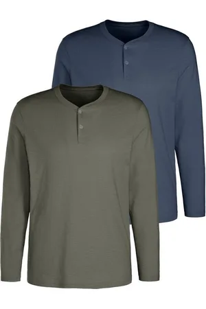 H.I.S Langarmshirt (Packung, 2-tlg) Shirt mit Knopfleiste aus aus strukturierter Baumwoll-Qualität