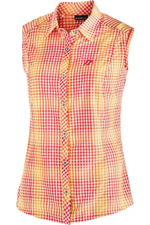Maier Sports Funktionsbluse Paloma Karierte, ärmellose Bluse für Wandern, Reisen und Freizeit