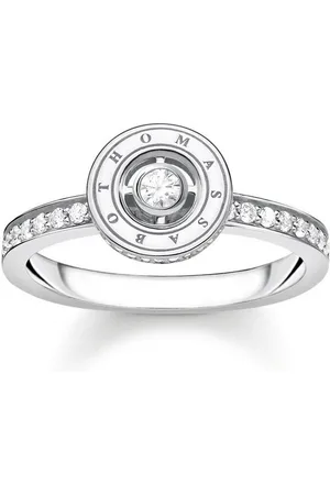 Thomas Sabo Fingerring Kreis mit weißen Steinen silber, TR2255-051-14-52,54,56,58,60, mit Zirkonia (synth)