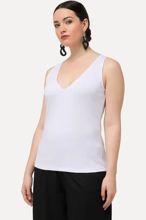 Ulla Popken Longtop Top Rippjersey Slim V-Ausschnitt ärmellos - Verkäufer: Popken Fashion Group