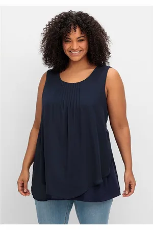 Sheego Longtop Große Größen mit Chiffon und blickdichtem Jersey