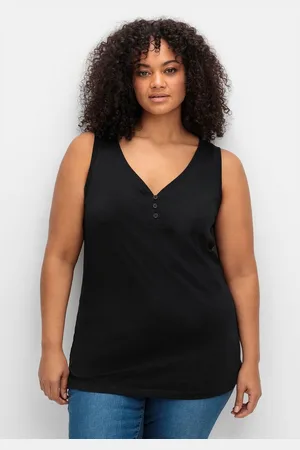 Sheego Tanktop Große Größen mit V-Ausschnitt und Zierknopfleiste