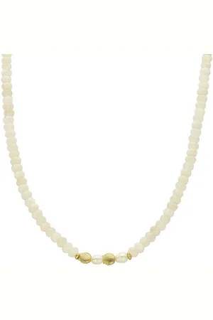 Karma Statementkette Halskette Damen gold mit Muscheln Damenkette, Kette Damen Perlen Schmuck Damenkette - Verkäufer: Sanixa