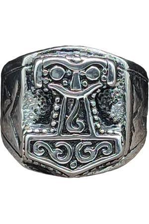 Kiss of Leather Siegelring Ring Fingerring Thorshammer aus Edelstahl, Gr. 58-76 - Verkäufer: