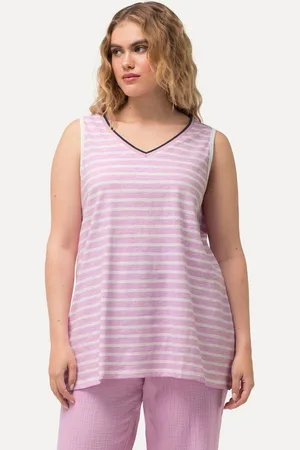 Ulla Popken Longtop Top Ringel A-Linie V-Ausschnitt ärmellos - Verkäufer: Popken Fashion Group