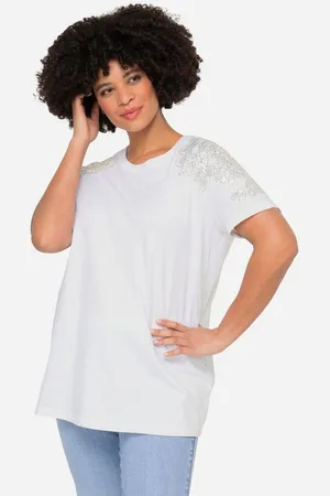 Angel of Style T-Shirt T-Shirt Classic Fit Schulter-Verzierung Halbarm - Verkäufer: Popken Fashion Group
