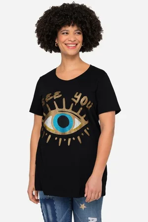 Angel of Style T-Shirt T-Shirt Classic Fit Augen-Motiv Rundhals Halbarm. - Verkäufer: Popken Fashion Group