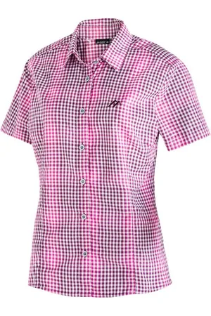 Maier Sports Funktionsbluse Philina Karierte Kurzarm-Bluse für Wandern, Reisen und Freizeit