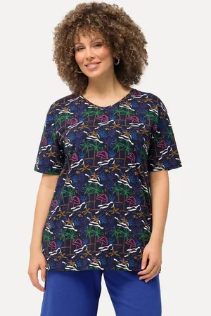 Ulla Popken T-Shirt T-Shirt floraler Druck A-Linie V-Ausschnitt - Verkäufer: Popken Fashion Group
