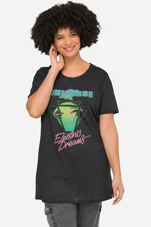 Angel of Style T-Shirt Longshirt Palmen-Motiv. Rundhalsausschnitt Halbarm - Verkäufer: Popken Fashion Group