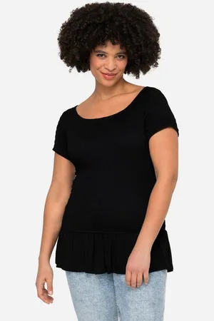 Angel of Style T-Shirt Top Slim Fit elastisch gesmokt Halbarm Volant - Verkäufer: Popken Fashion Group