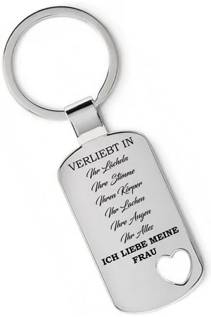 Lieblingsmensch Schlüsselanhänger Verliebt in meine Frau - ein tolles Geschenk &Glücksbringer (Schlüsselanhänger mit Gravur, inklusive Schlüsselring), Robuste und filigrane Lasergravur - Verkäufer:
