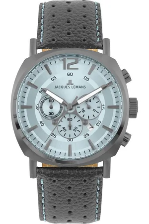 Jacques Lemans Chronograph Lugano 1-1645S, Quarzuhr, Armbanduhr, Herrenuhr, Datum, Stoppfunktion, Lederarmband