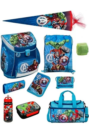 SCOOLI Schulranzen Avengers Campus Fit Schultasche 1. Klasse (Set, 10-tlg., inkl. Sporttasche und Schultüte 85cm), Marvel AVENGERS Iron Man Hulk Thor Captain America - Verkäufer: Familando