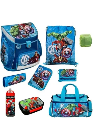 SCOOLI Schulranzen Avengers Campus Fit Schultasche 1. Klasse (Set, 9-tlg., inkl. Federmappe und Sporttasche), Marvel AVENGERS Iron Man Hulk Thor Captain America - Verkäufer: Familando