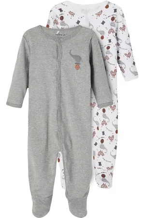 NAME IT Strampler 2er Pack Unisex Schlafstrampler Grey Melange-62 (Packung, 2-tlg., 2er-Pack) aus Bio-Baumwolle mit Knöpfen - Verkäufer: Schnubby-de