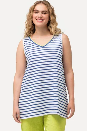 Ulla Popken Longtop Top Ringel A-Linie V-Ausschnitt ärmellos - Verkäufer: Popken Fashion Group