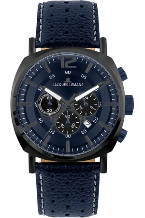 Jacques Lemans Chronograph Lugano 1-1645R, Quarzuhr, Armbanduhr, Herrenuhr, Datum, Stoppfunktion, Lederarmband