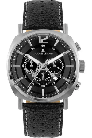 Jacques Lemans Chronograph Lugano 1-1645T, Quarzuhr, Armbanduhr, Herrenuhr, Datum, Stoppfunktion, Lederarmband