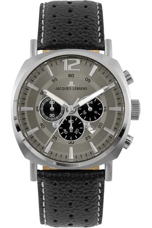 Jacques Lemans Chronograph Lugano 1-1645P, Quarzuhr, Armbanduhr, Herrenuhr, Datum, Stoppfunktion, Lederarmband