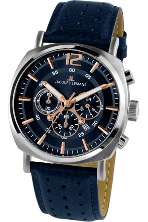 Jacques Lemans Chronograph Lugano 1-1645I, Quarzuhr, Armbanduhr, Herrenuhr, Datum, Stoppfunktion, Lederarmband
