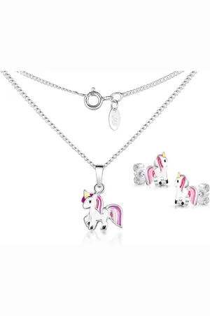 Silberkettenstore Silberkette Kinder Schmuckset Einhorn - 925 Silber, 3teilig - Verkäufer: silberketten-store