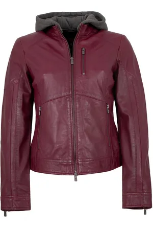 Jilani Lederjacke Francis - Damen Lederjacke Lammnappa Kapuze portwein - Verkäufer: Lederjacken24
