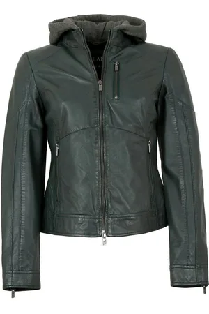 Jilani Lederjacke Francis - Damen Lederjacke Lammnappa Kapuze dunkelgrün - Verkäufer: Lederjacken24
