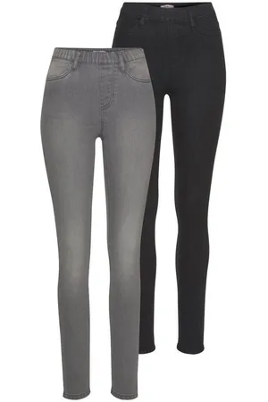 FLASHLIGHTS Jeansjeggings (Packung, 2er-Pack) enge Passform, Röhrenjeans, Used-Look-Waschung, hohe Leibhöhe
