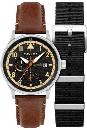 Avi-8 Quarzuhr AV-4101-0B Herrenuhr Hawker Hurricane McKellar Dual Time 44mm 5A AV-4101-0B Herrenuhr Hawker Hurricane McKellar Dual Time 44mm 5ATM - Verkäufer: Timeshop24