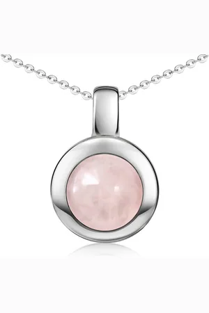 Materia Kettenanhänger Rosenquarz Edelstein Anhänger Rosa rund KA-38, 925 Sterling Silber - Verkäufer: Schmuck