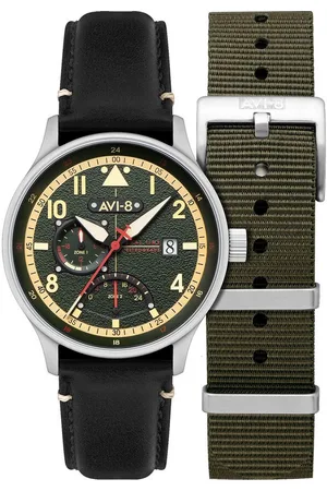 Avi-8 Quarzuhr AV-4101-0A Herrenuhr Hawker Hurricane McKellar Dual Time 44mm 5A AV-4101-0A Herrenuhr Hawker Hurricane McKellar Dual Time 44mm 5ATM - Verkäufer: Timeshop24