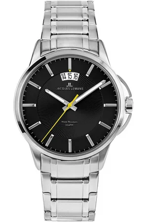 Jacques Lemans Quarzuhr Sydney 1-1540D, Armbanduhr, Herrenuhr, Datum, Edelstahlarmband, gehärtetes Crystexglas