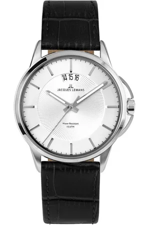 Jacques Lemans Quarzuhr Sydney 1-1540B, Armbanduhr, Herrenuhr, Datum, Lederarmband, gehärtetes Crystexglas