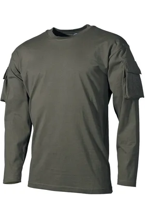 MFH Langarmshirt US Shirt langarm mit Ärmeltaschen Klettflauschpatches - Verkäufer: Looping-Lu